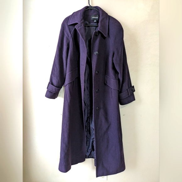 London Fog Luxury Wool Purple Overcoat 💜 Size 12 - Picture 1 of 7